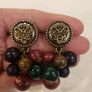 Multicolor Jewel Tone Dangle Earrings
